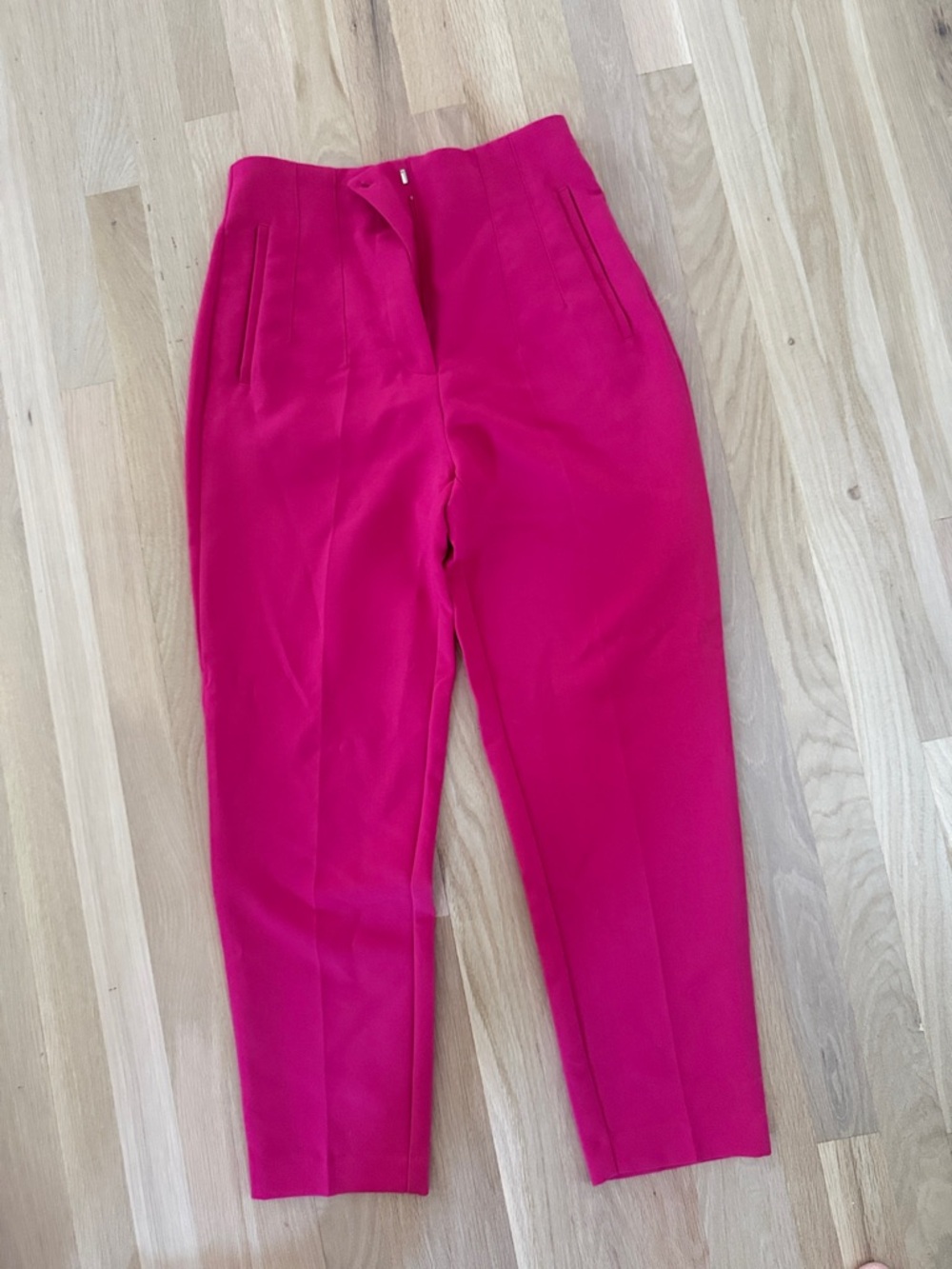 Zara Fuchsia High-Waist Cropped Tapered Pants